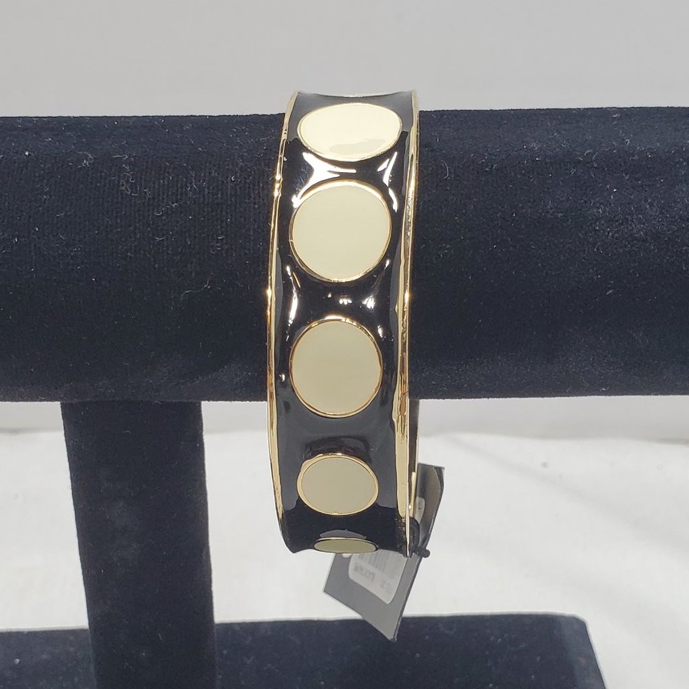 Saks Fifth Ave Black/Taupe enamel bangle bracelet